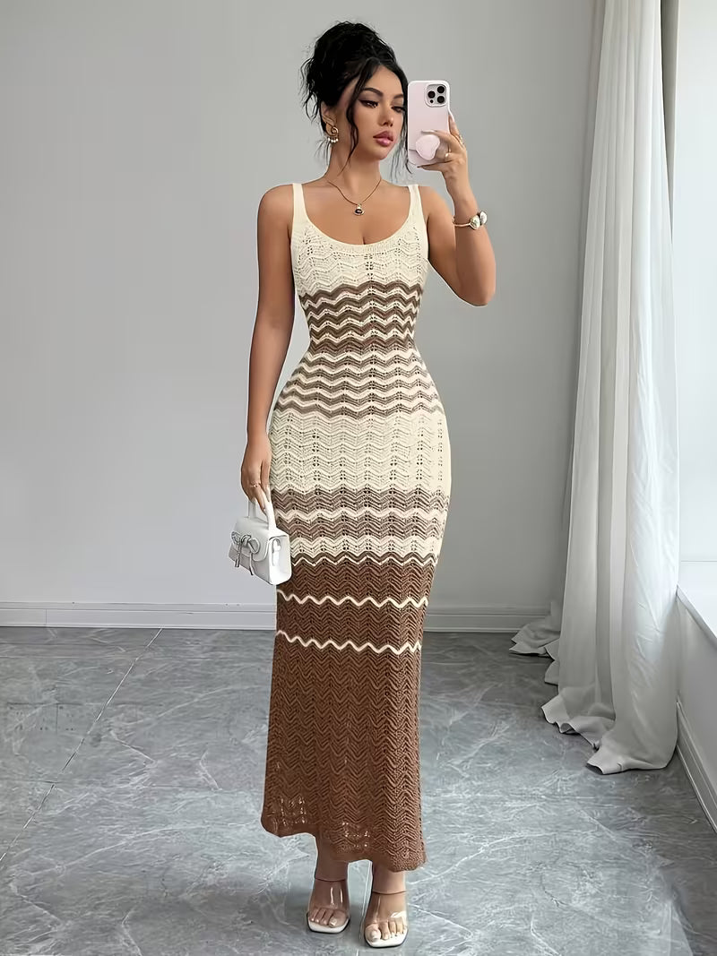 Women's Crochet Knit Sleeveless Maxi Dress