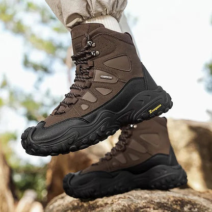 Men's High-Top Hiking Boots with Lace-Up Front