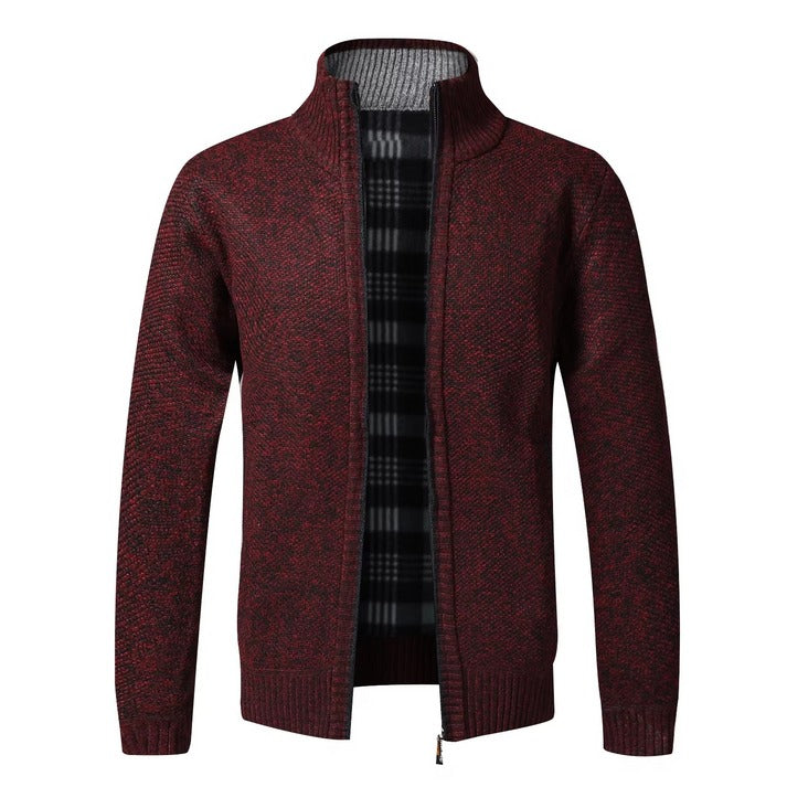 Men's Textured Knit Zip Cardigan