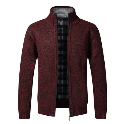 Men's Textured Knit Zip Cardigan