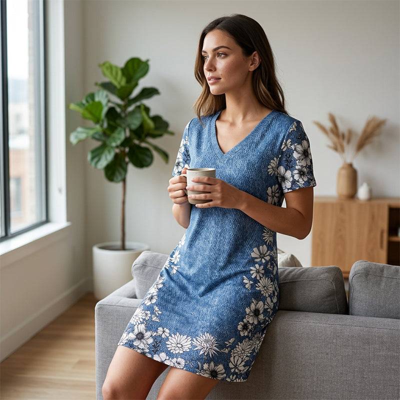 Women's V-Neck Printed Dress