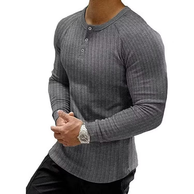 Men's Ribbed Henley Shirt