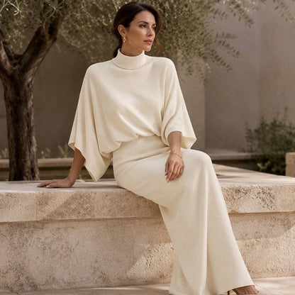 Women's Ribbed Two-Piece Top and Skirt Set