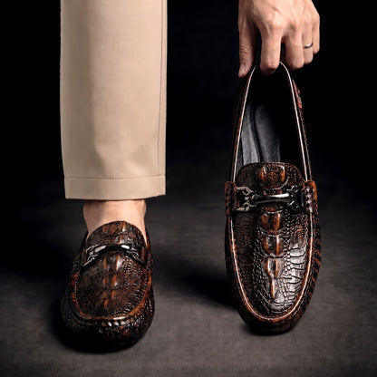 Men's Croc-Embossed Slip-On Loafers