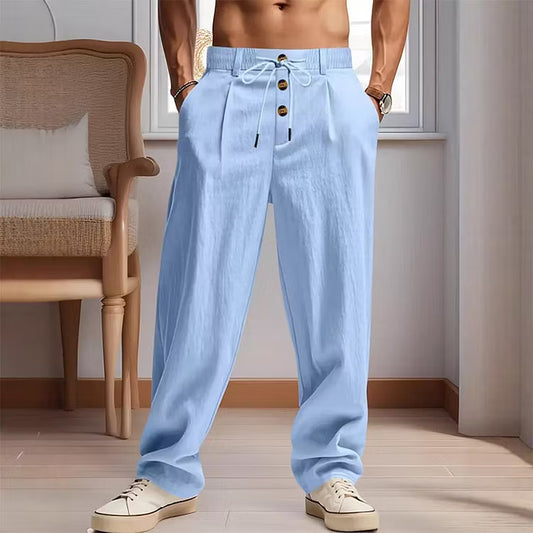Men's Drawstring Straight-Leg Pants