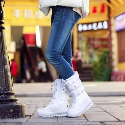 Women's Snowflake Print Mid-Calf Winter Boots
