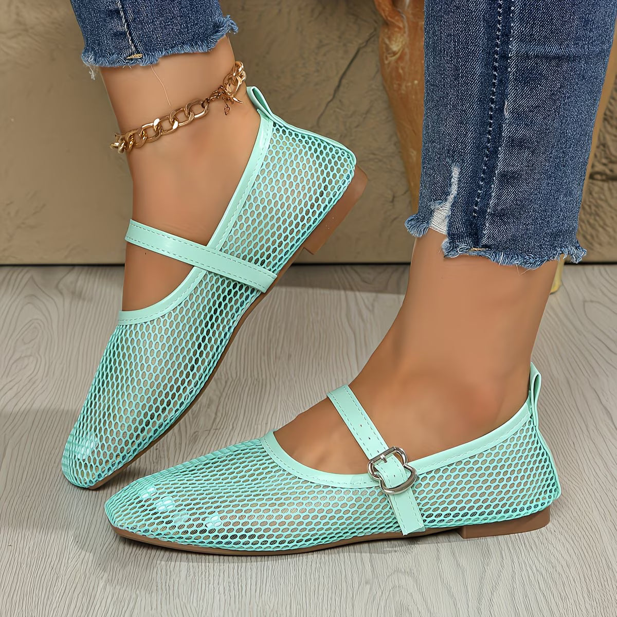 Women's Mesh Mary Jane Flats