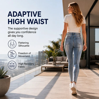 Women’s High-Waist Vertical Seam Skinny Jeans