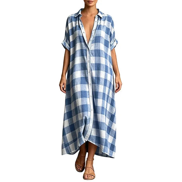 Women’s Check Button-Front Shirt Dress