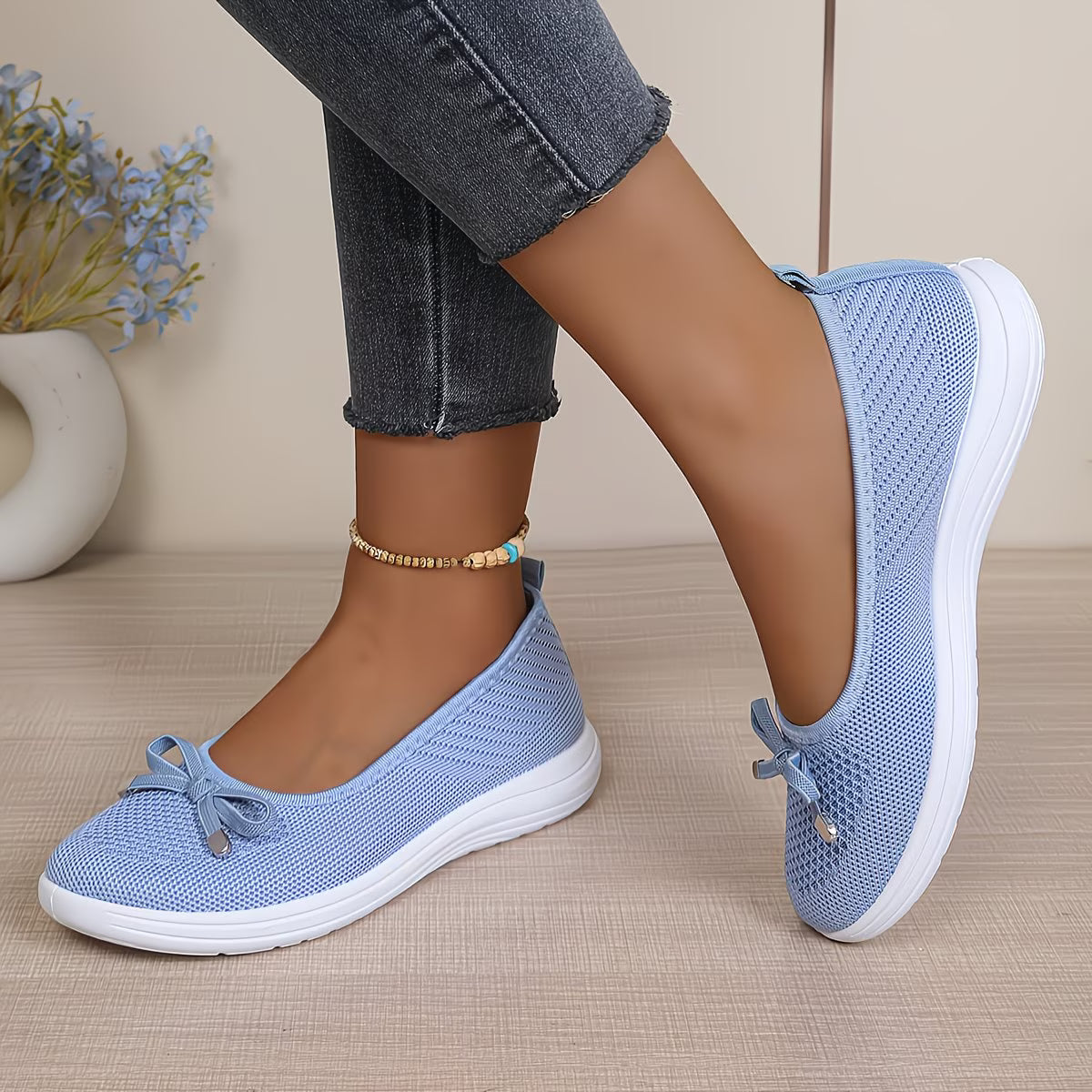 Women's Knit Bow Slip-On Flats