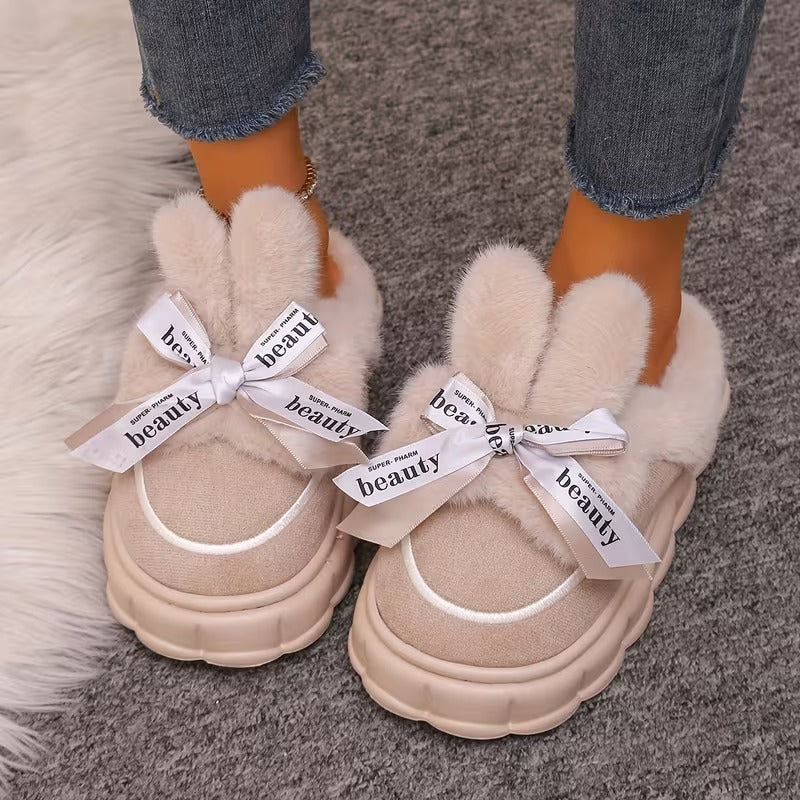 Women's Bow Detail Lined Slippers