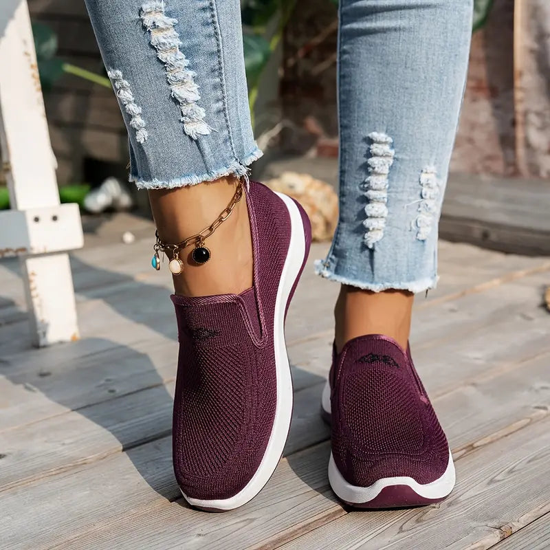Women’s Breathable Knit Slip-On Walking Sneakers