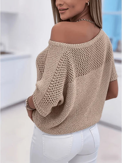 Women's Open-Knit Short-Sleeve Top