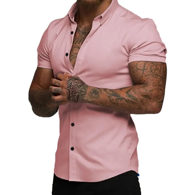 Men's Slim-Fit Short Sleeve Button-Up Shirt