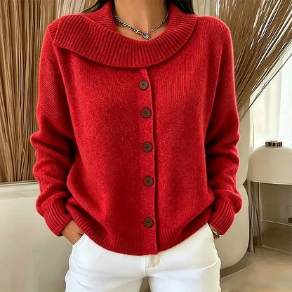 Women's Button-Front Shawl-Collar Cardigan