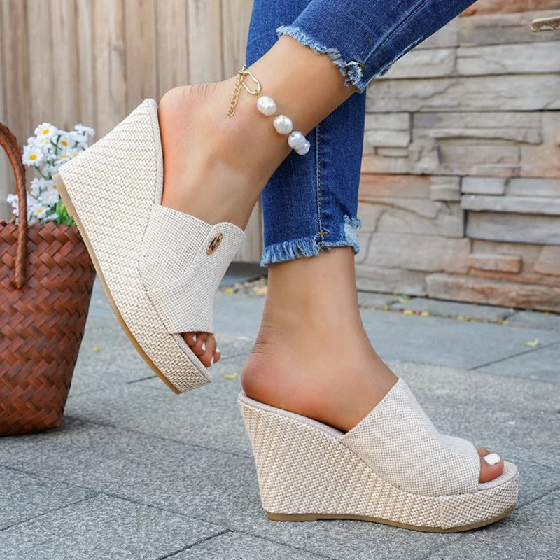 Women's Open-Toe Wedge Platform Slide Sandals