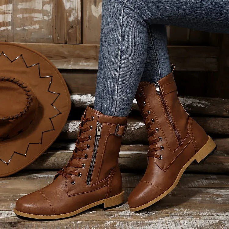 Women's Lace-Up Side-Zip Boots