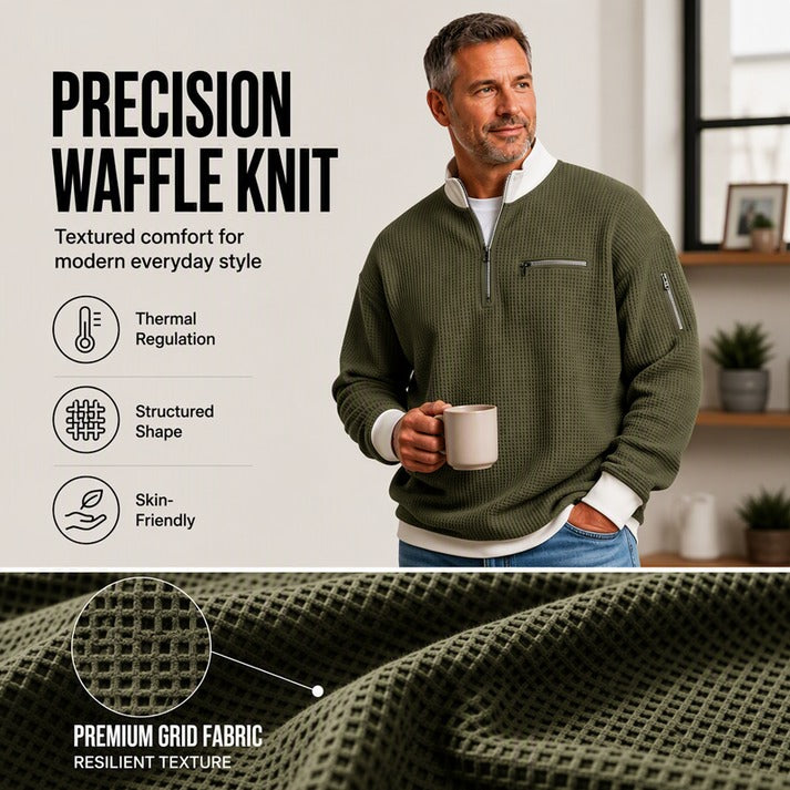 Men's Quarter-Zip Textured Pullover