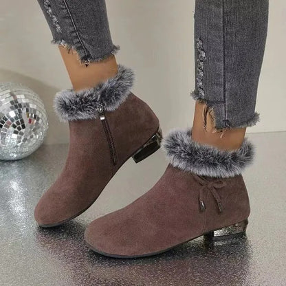 Women's Ankle Boots with Faux Fur Trim