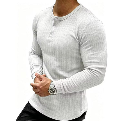 Men's Ribbed Henley Shirt