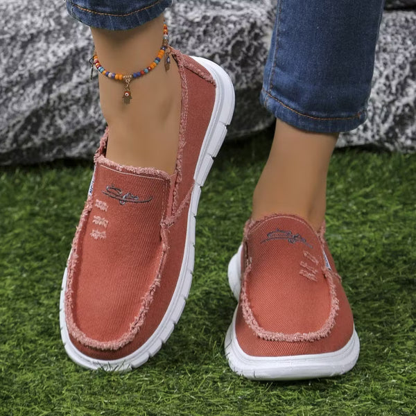 Women’s Embroidered Canvas Slip-On Shoes