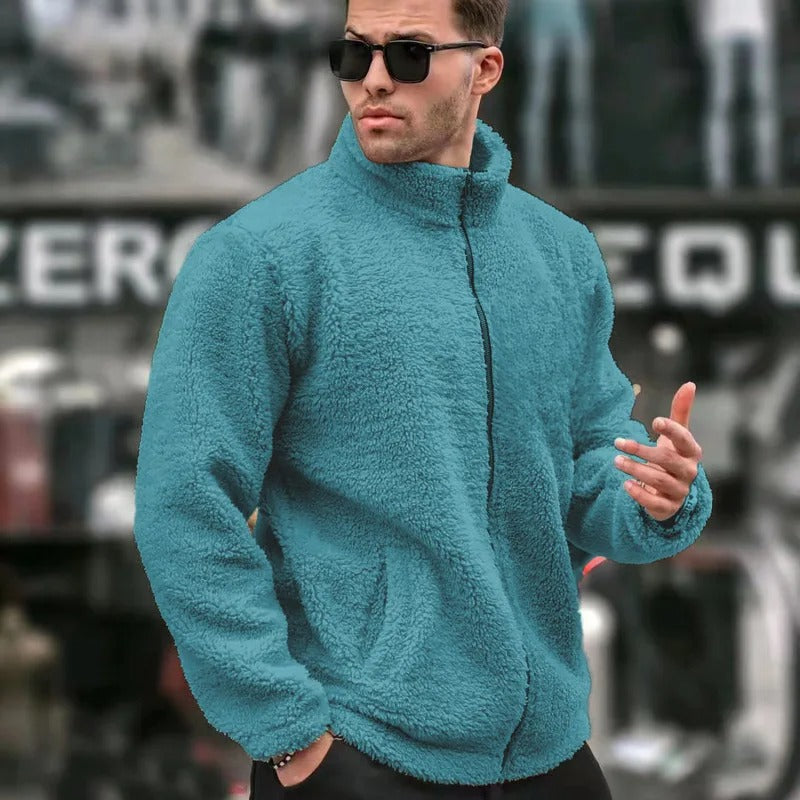 Men's Textured Fleece Zip-Up Jacket