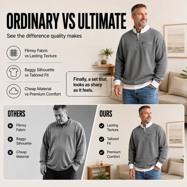 Men's Quarter-Zip Textured Pullover