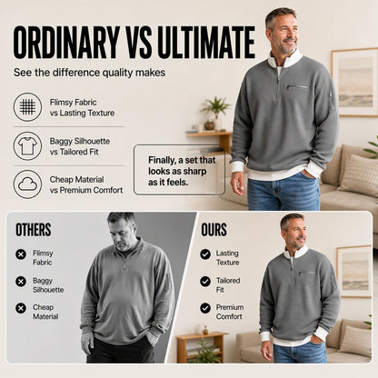 Men's Quarter-Zip Textured Pullover