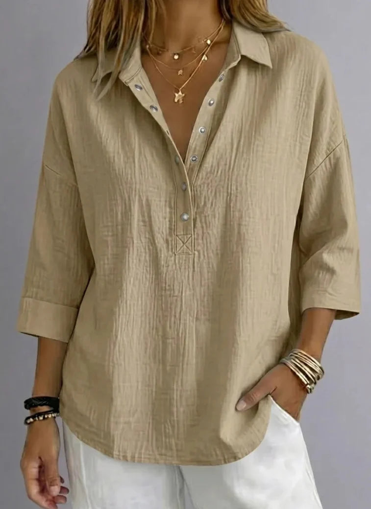 Women's Casual Henley 3/4-Sleeve Shirt