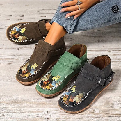 Women's Cat Print Slip-On Loafers