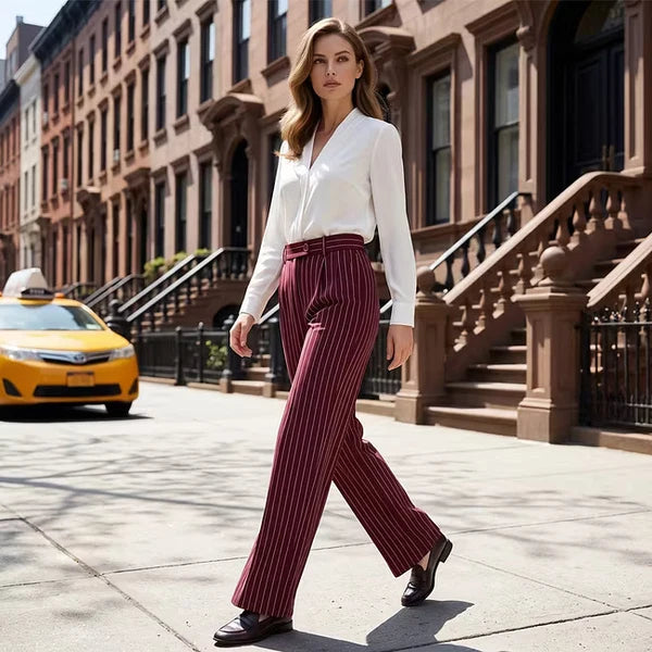 Women’s Vertical Stripe Wide-Leg Pants