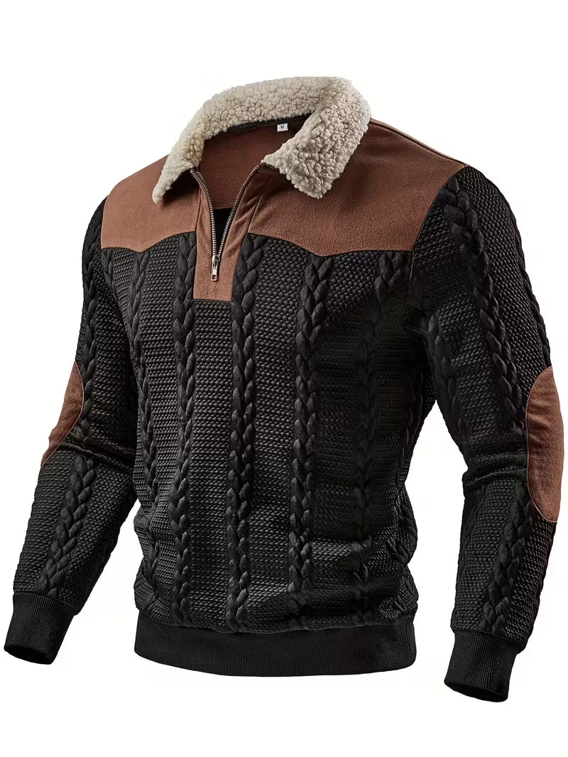 Men’s Zip-Collar Jacquard Sweater