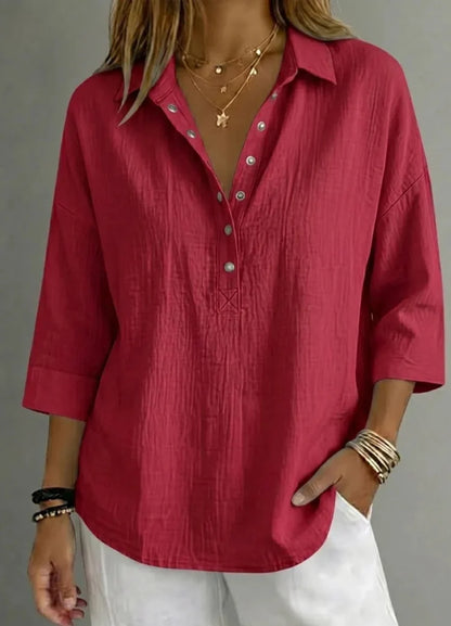 Women's Casual Henley 3/4-Sleeve Shirt