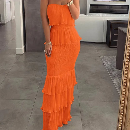 Women’s Strapless Tiered Ruffle Dress