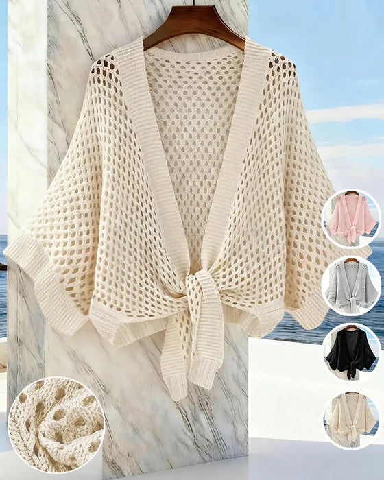 Women's Tie-Front Open Knit Cardigan