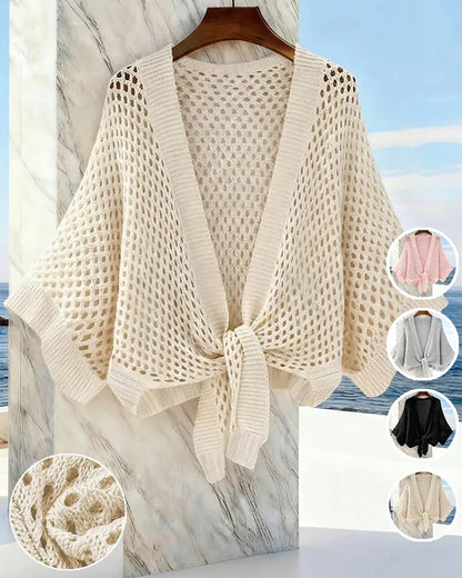 Women's Tie-Front Open Knit Cardigan