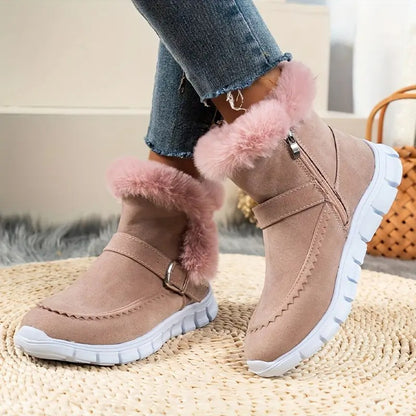 Women's Ankle Boots with Buckle and Zipper