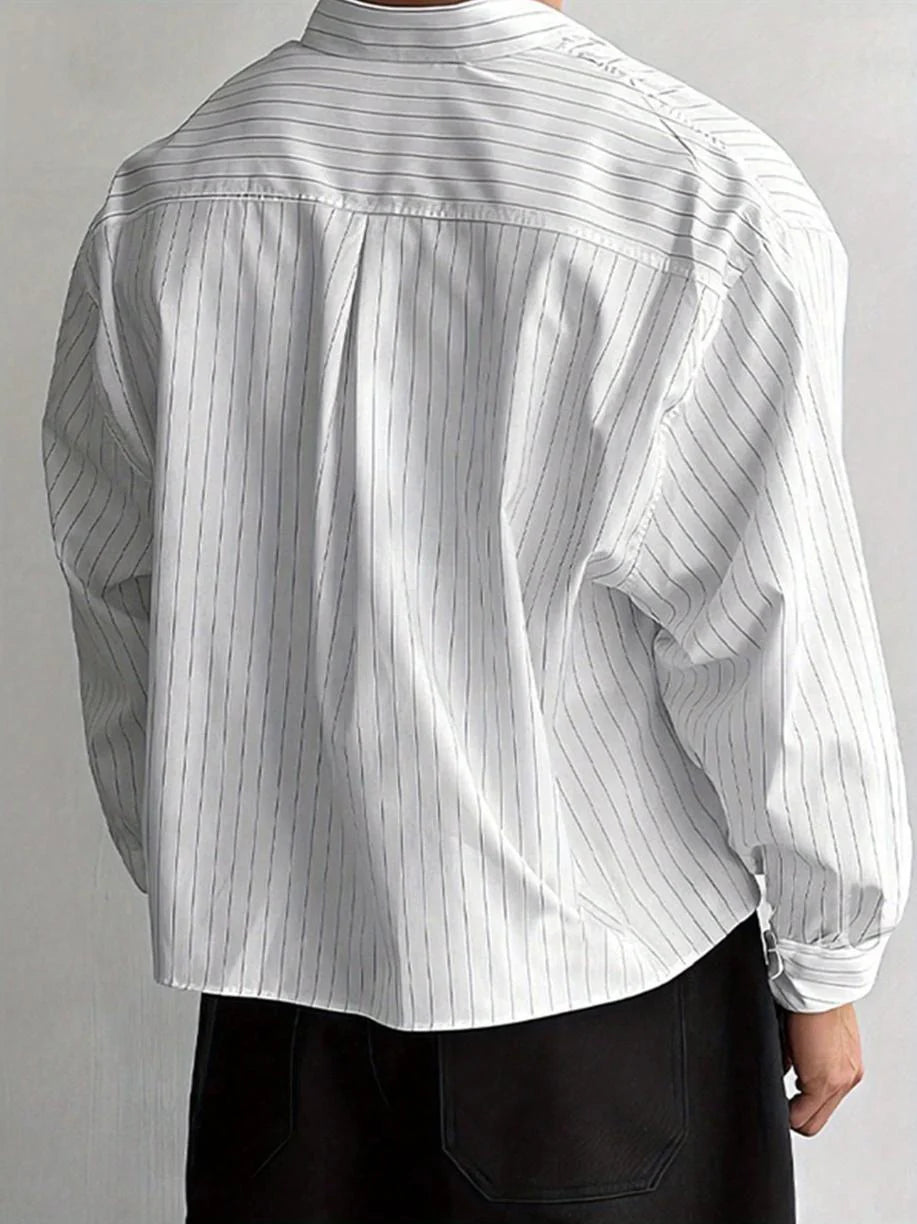 Men's Relaxed Fit Striped Button-Up Shirt
