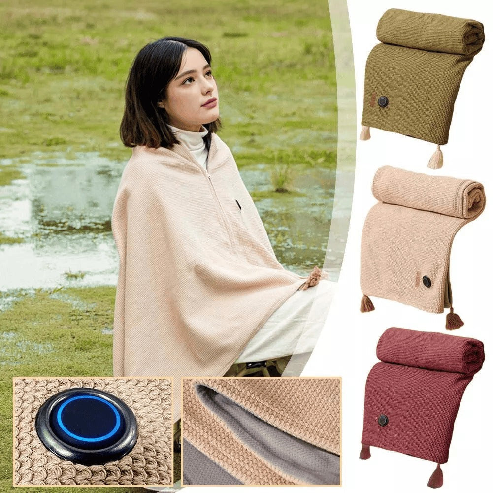 Electric Heated Wrap Shawl With Zipper