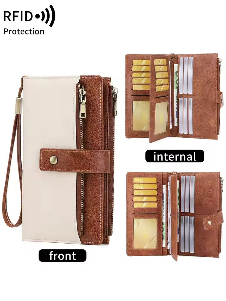 Women's Long Zip-Around Wallet With Wrist Strap