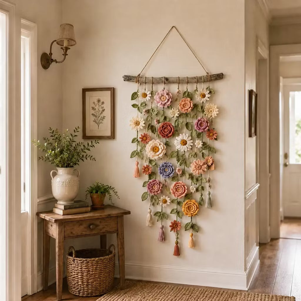 Crochet Floral Wall Hanging Decor