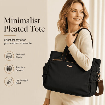 Women's Tote Bag with Pleated Side Pockets