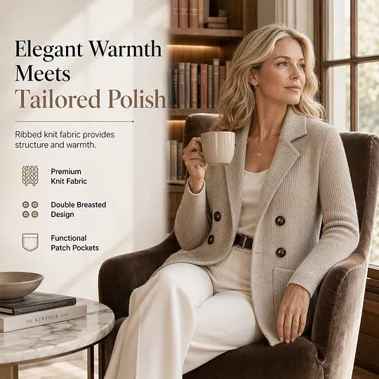 Women's Double-Breasted Knit Blazer