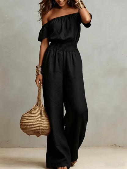 Women's Off-Shoulder Wide-Leg Jumpsuit