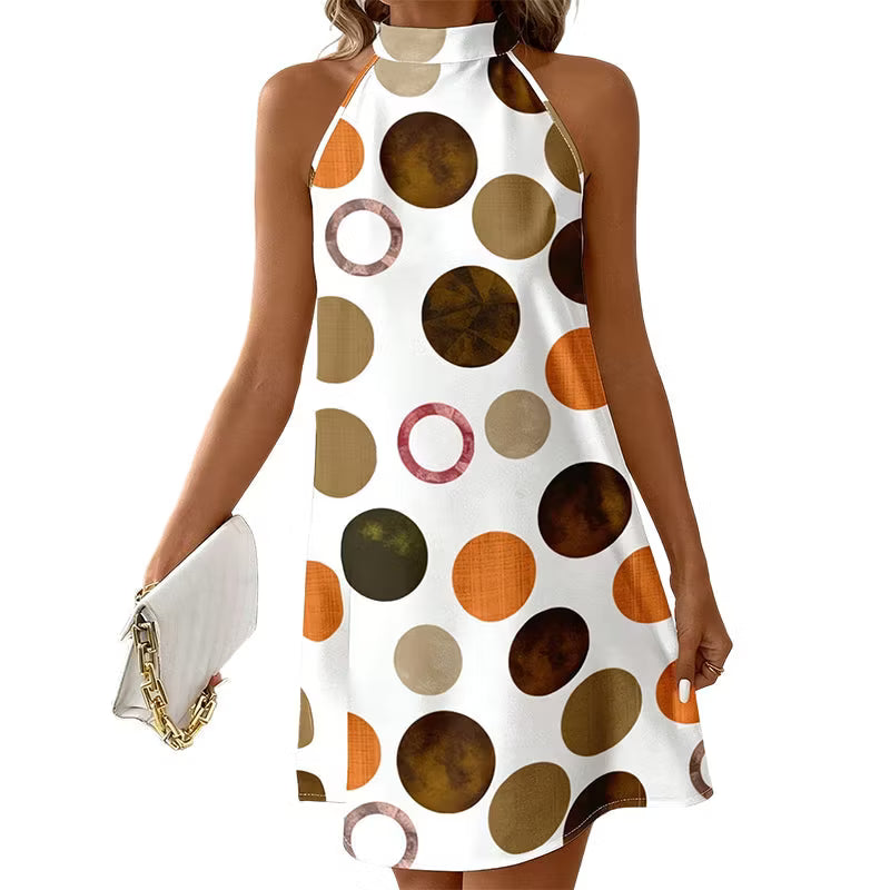Women's Polka Dot Halter Mini Dress