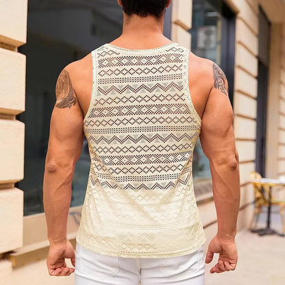 Men's Crochet Knit Sleeveless Tank Top