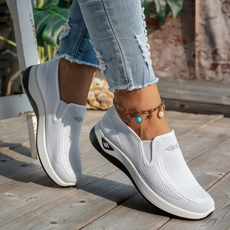 Women’s Breathable Knit Slip-On Walking Sneakers