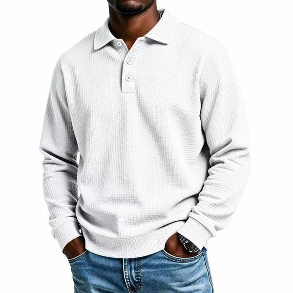 Men's Waffle Texture Collared Polo Shirt