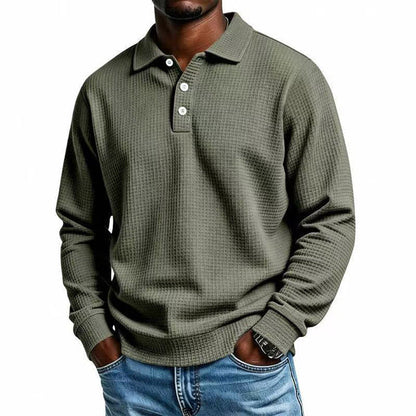 Men's Waffle Texture Collared Polo Shirt