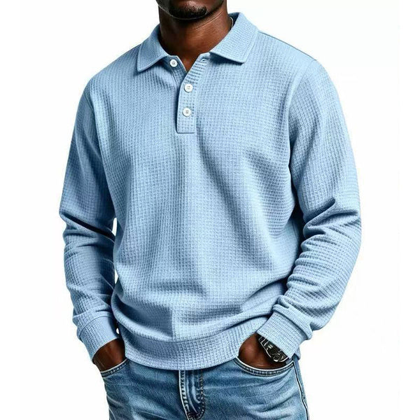 Men's Waffle Texture Collared Polo Shirt